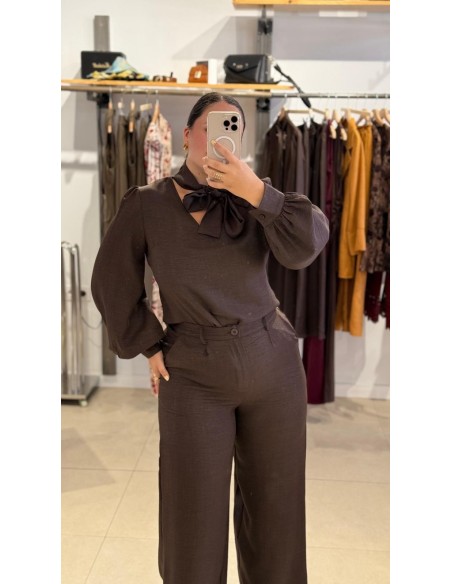 CAMISA LAZADA MARRÓN