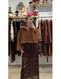 FALDA ENCAJES MARRÓN 2