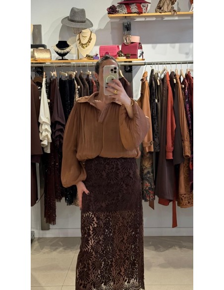 FALDA ENCAJES MARRÓN