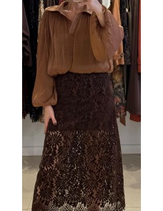 FALDA ENCAJES MARRÓN