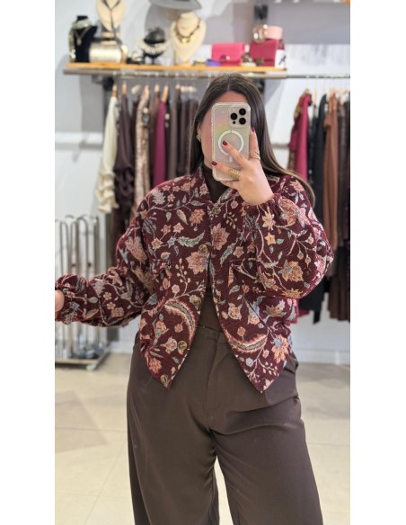 BOMBER ESTAMPADO FLORAL BOTONES