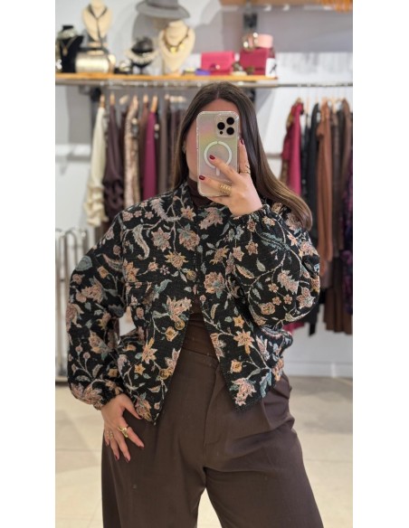 BOMBER ESTAMPADO FLORAL BOTONES