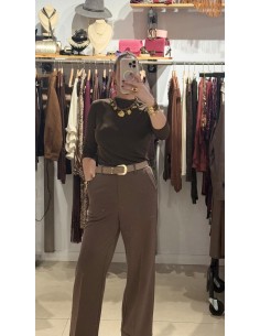 PANTALÓN CAMEL CON VUELTA ABAJO