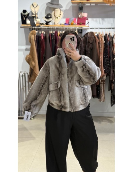 CHAQUETA DE PELOS GRIS