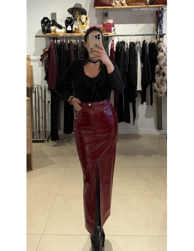 FALDA POLIPIEL MIDI ROJA