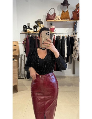 BODY NEGRO DE TERCIOPELO CON LENTEJUELAS