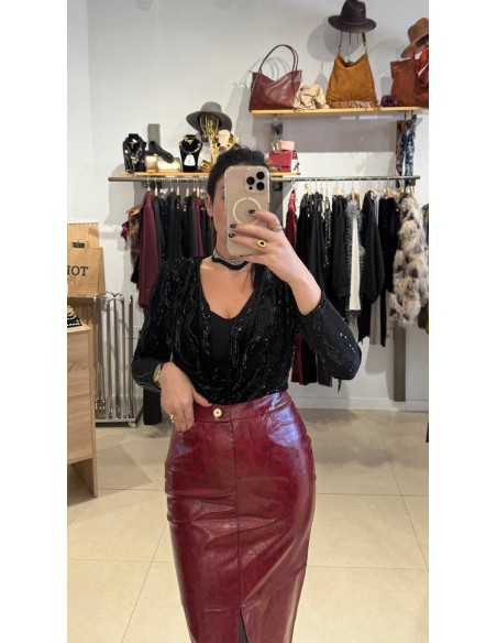 BODY NEGRO DE TERCIOPELO CON LENTEJUELAS