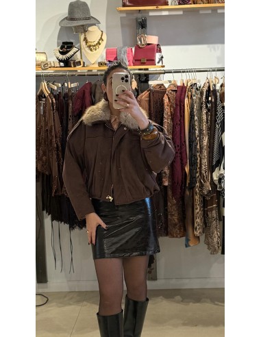 CHAQUETA BOMBER DE ANTE CUELLO DE PELO