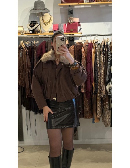 CHAQUETA BOMBER DE ANTE CUELLO DE PELO