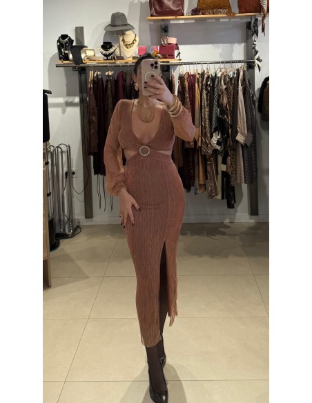 VESTIDO MIDI ROSA PALO