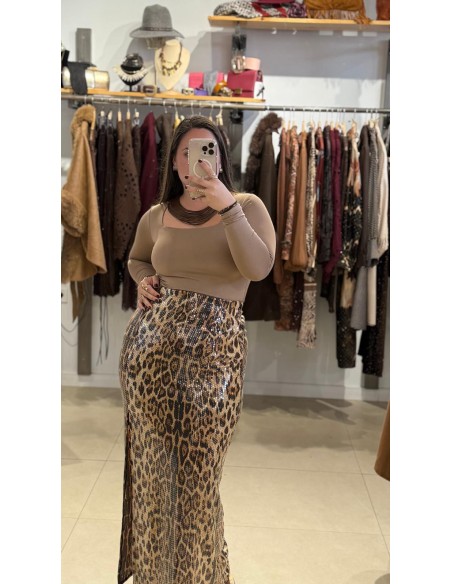 FALDA DE LENTEJUELAS LEOPARDO